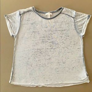 Forever 21 Sheer Short Sleeve Shirt Top Cuffed